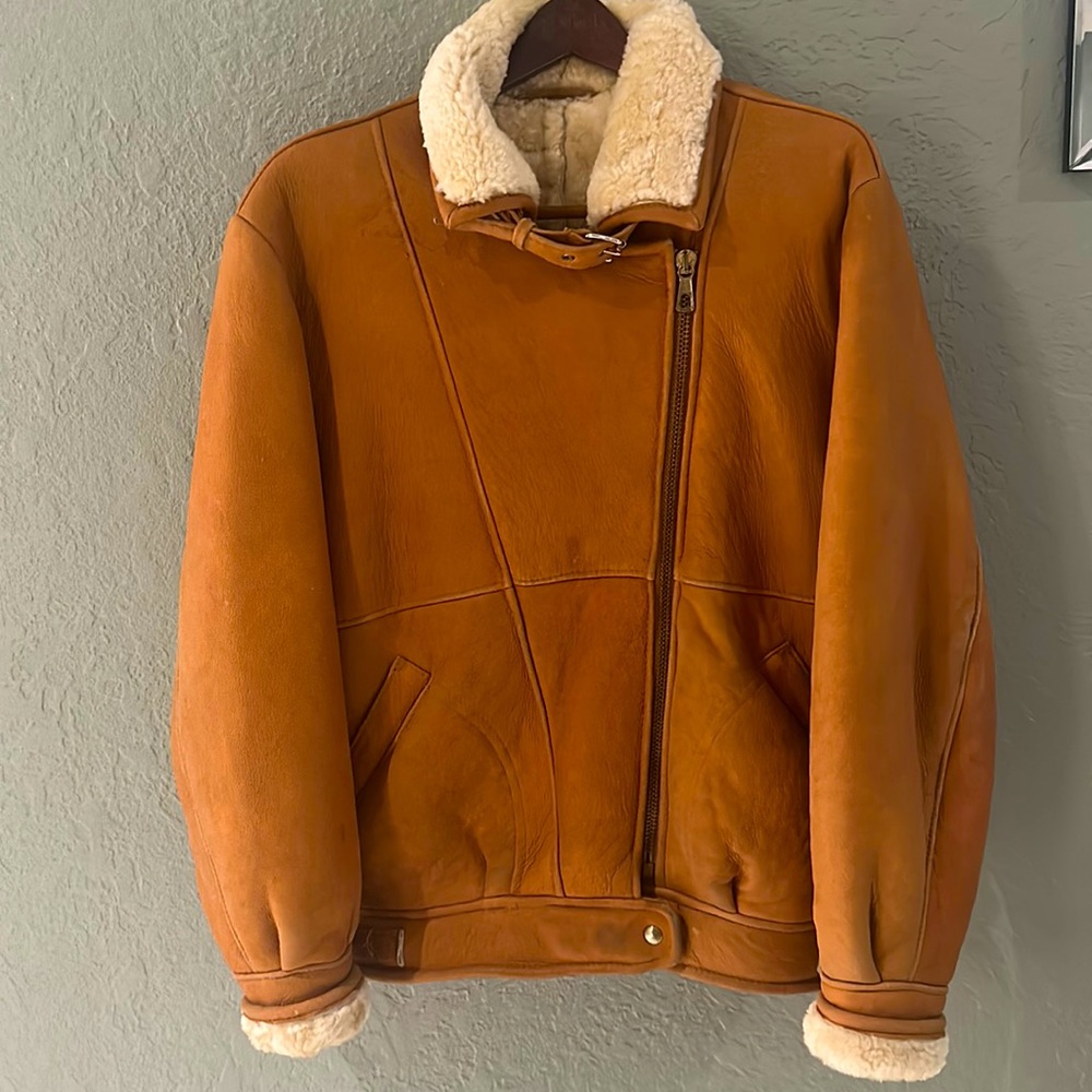 Men’s Yorn boutique suede shearling jacket rare vintage size 40 Large